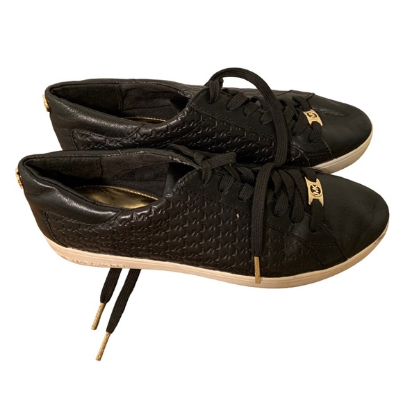 Michael Kors black perforated leather low top lace up sneaker shoes women's 8.5 - Picture 7 of 7